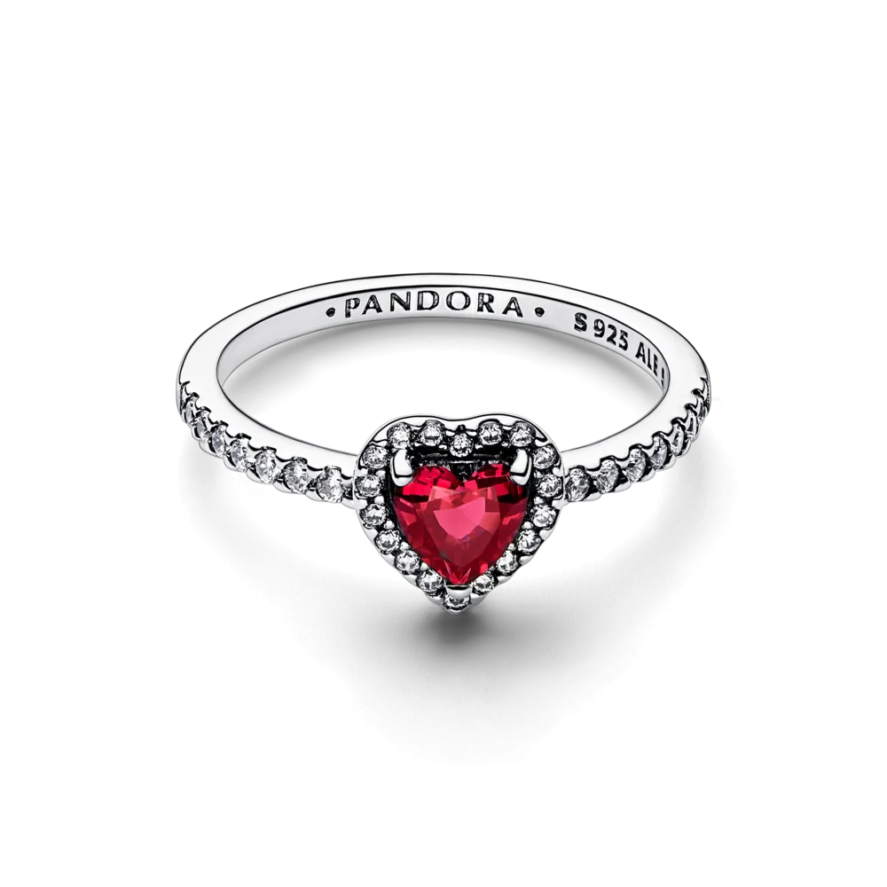 PANDORA Кольцо «Возвышенное красное сердце»