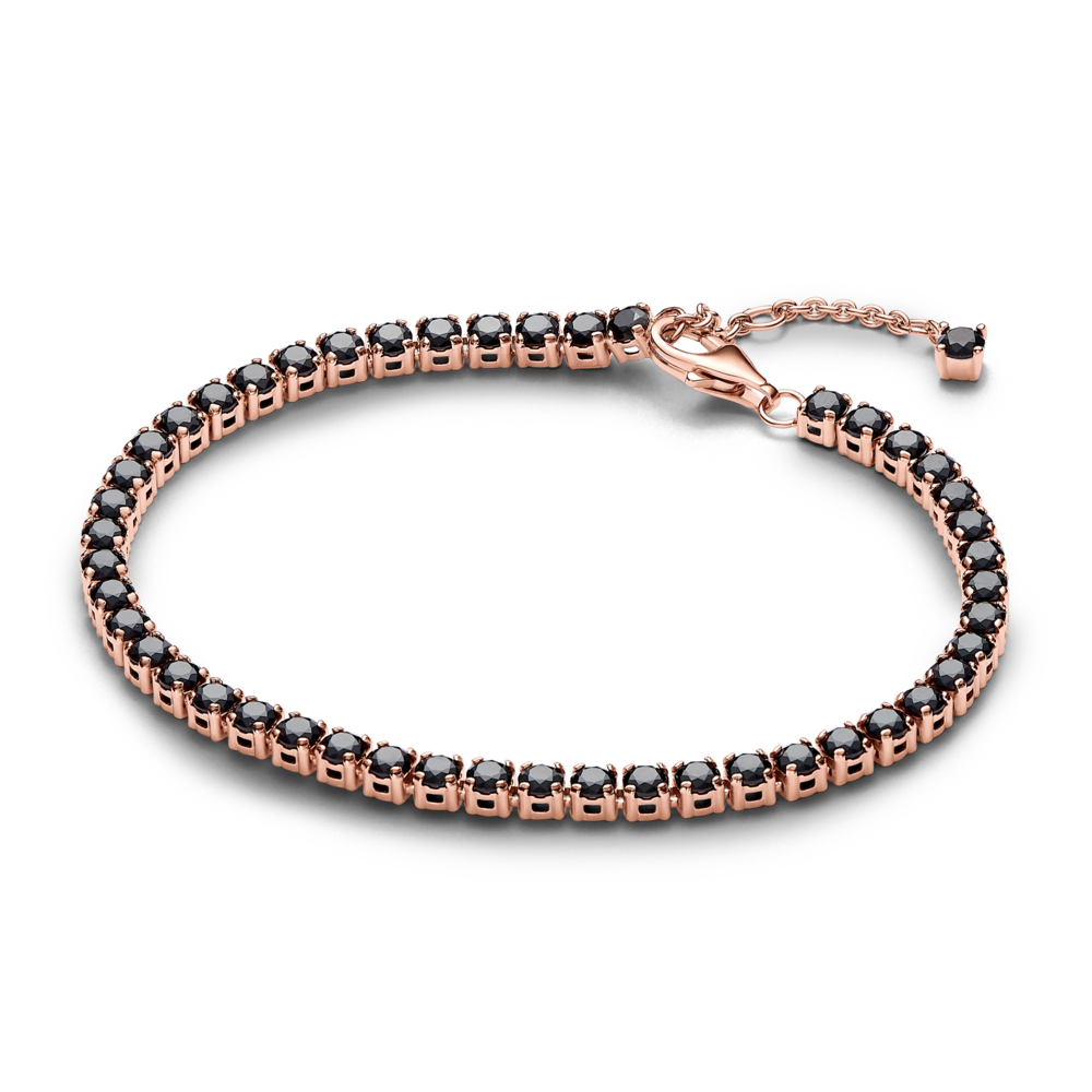 Браслет теннисный с черными кристаллами в Pandora Rose