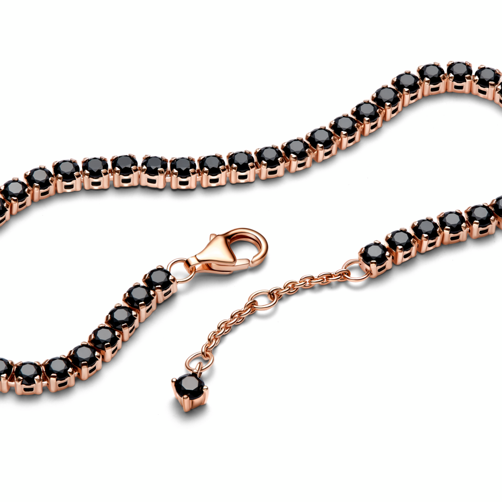 Браслет теннисный с черными кристаллами в Pandora Rose