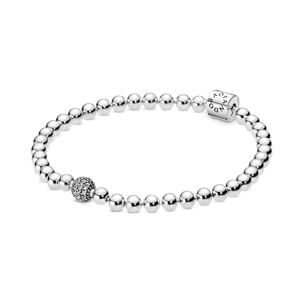 598342CZ-19 Серебряный браслет из бусин-сфер