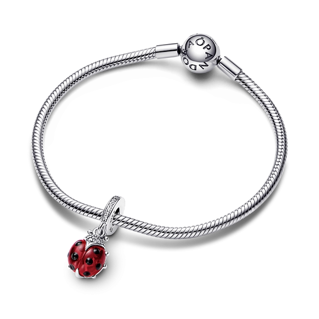 Серебряная подвеска-шарм ''Красная божья коровка''