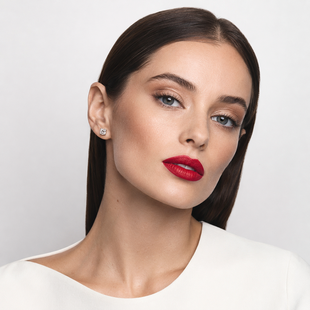 Серьги из серебра с бриллиантом 1 карат