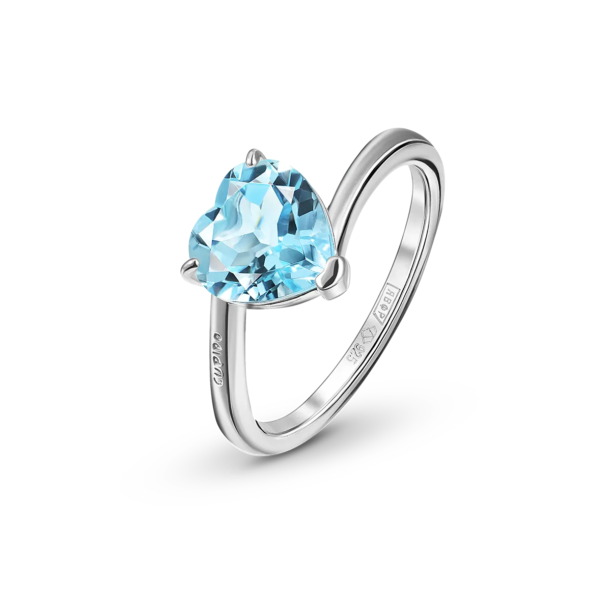 Кольцо из серебра с голубым топазом Sky Blue в форме сердца