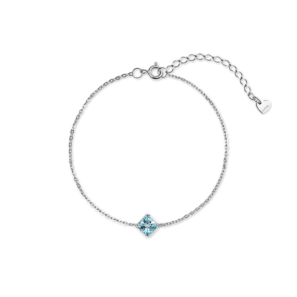 Браслет из серебра с топазом Sky Blue квадрат
