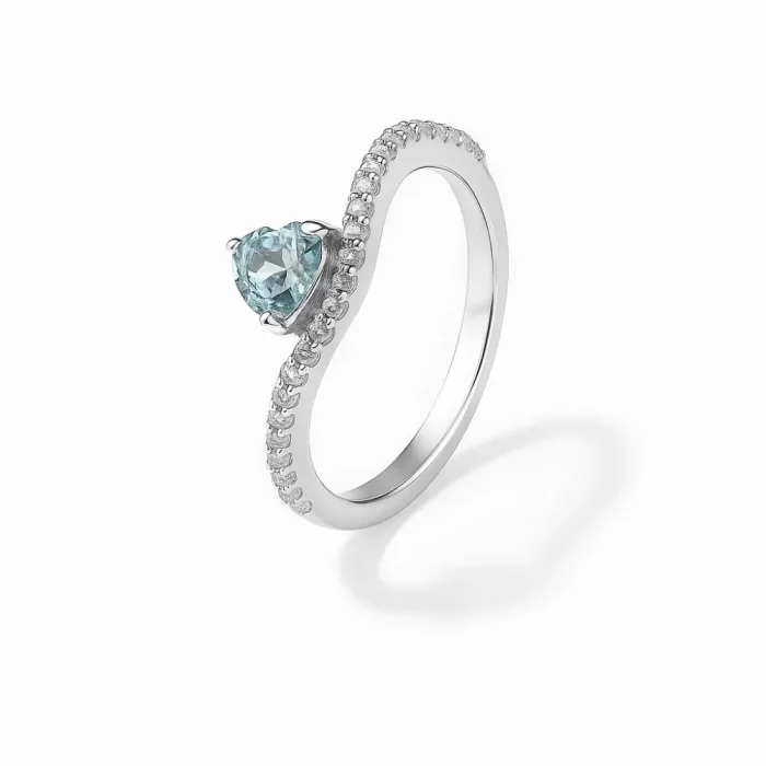 Кольцо из серебра с топазом Sky Blue и фианитами