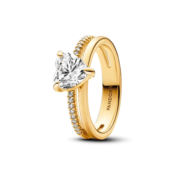 Кольцо PANDORA «Сияющее двойное сердце» в Pandora Shine