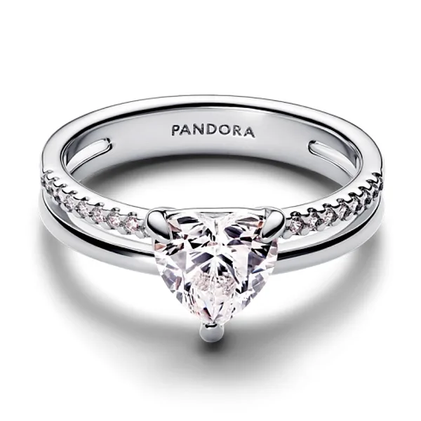 Кольцо Pandora «Сияющее двойное сердце»