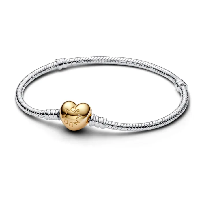 Браслет Moments "Сердце" из серебра с замком в Pandora Shine