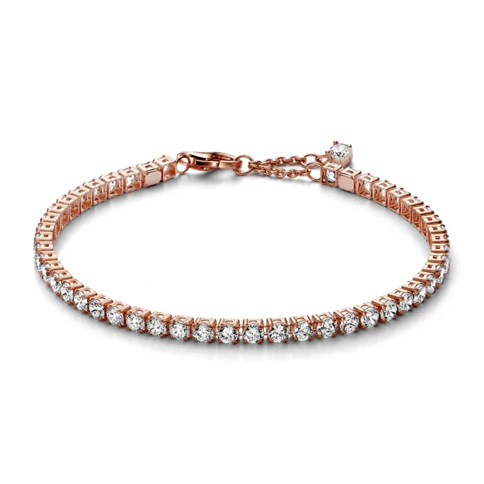 Браслет теннисный с прозрачными кристаллами в Pandora Rose
