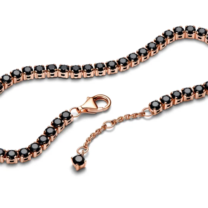 Браслет теннисный с черными кристаллами в Pandora Rose