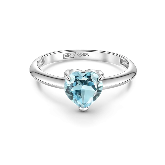 Кольцо из серебра с топазом Sky Blue в форме сердца